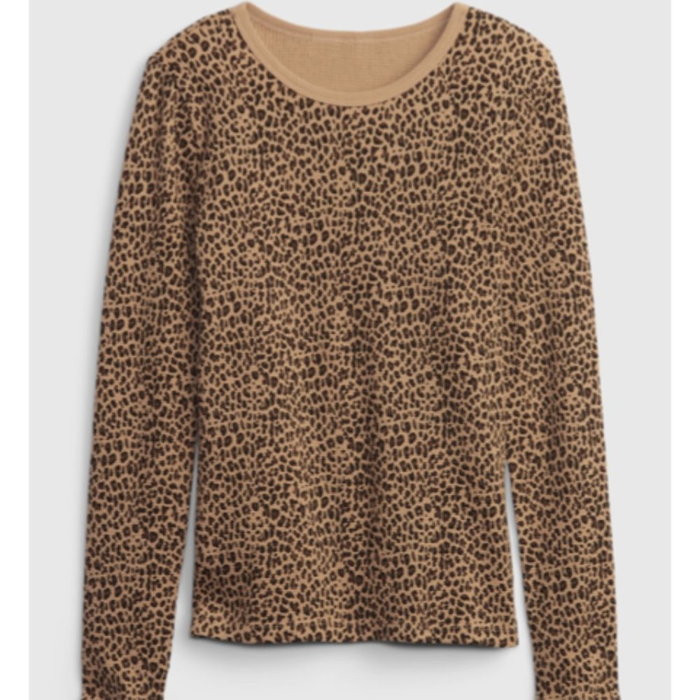 GAP Kids Waffle-Knit T-Shirt Leopard Animal Print L (10) GW1L10
